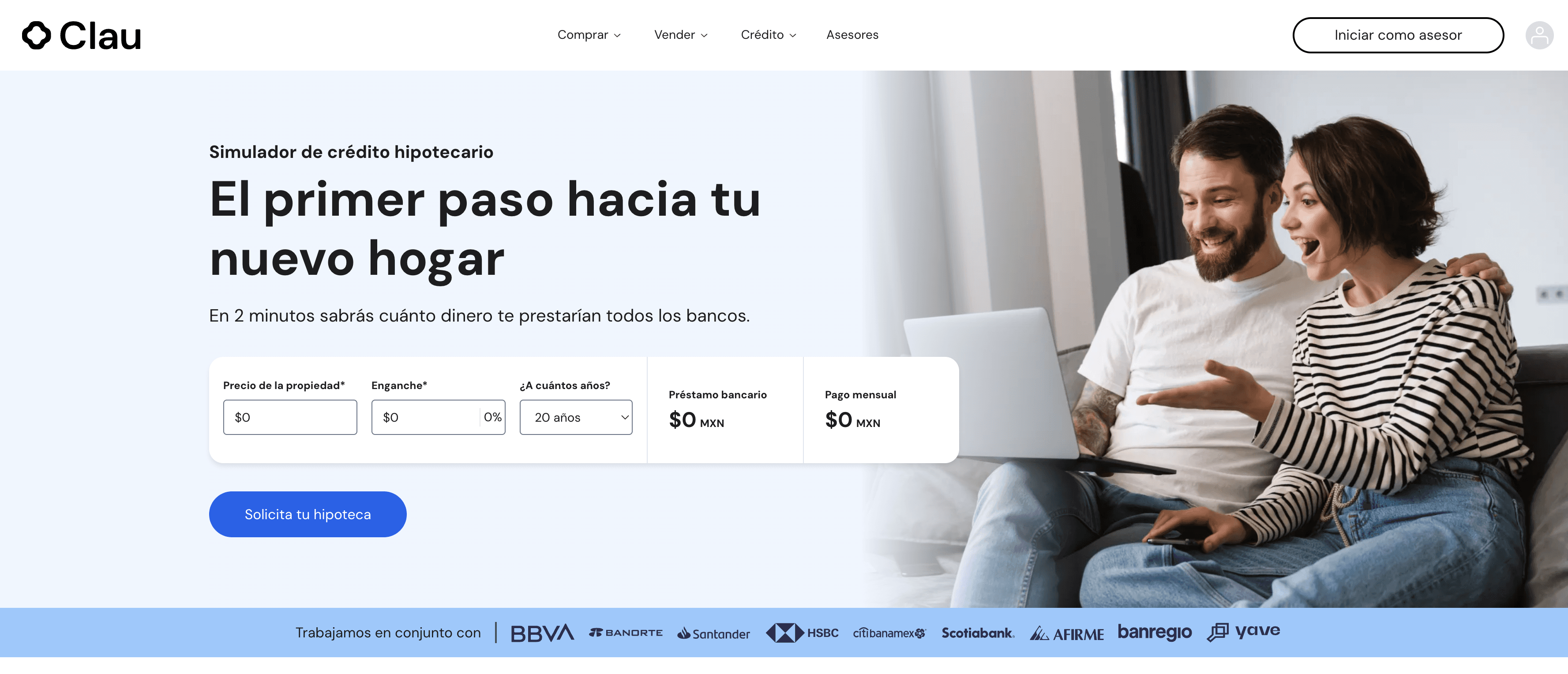 Clau (Flat MX) - Simulador de crédito hipótecario